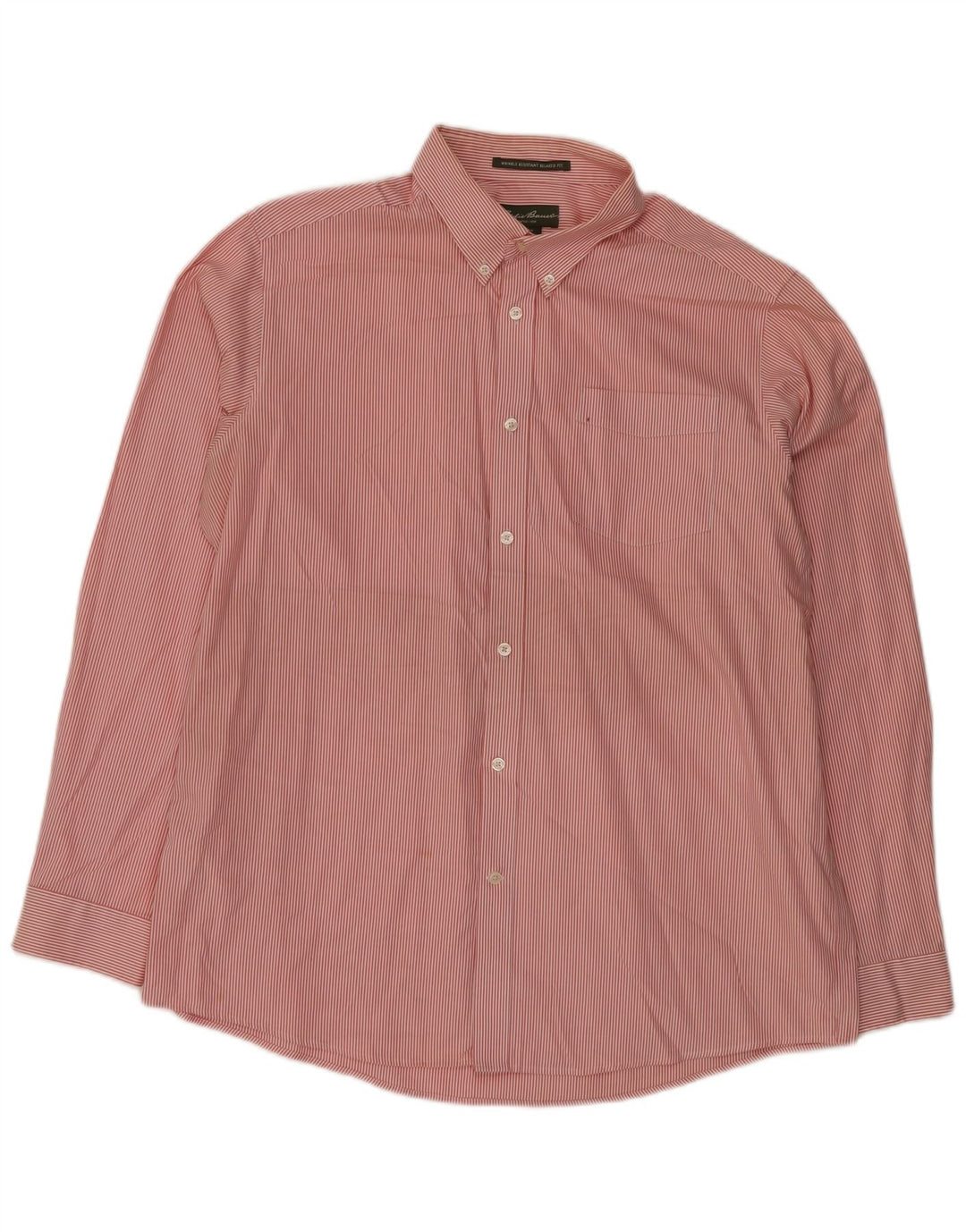 Eddie Bauer Camisa masculina de ajuste relaxado XL algodão listrado rosa