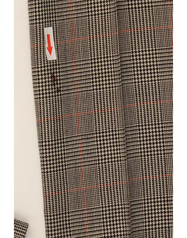 Calça feminina Zara Bootcut Suit EU 38 Pequeno W28 L32 Cinza Houndstooth Lã