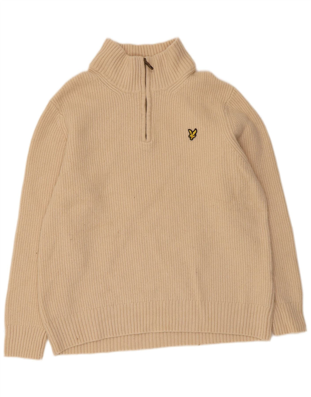 Lyle & Scott Suéter masculino com zíper e gola XL bege