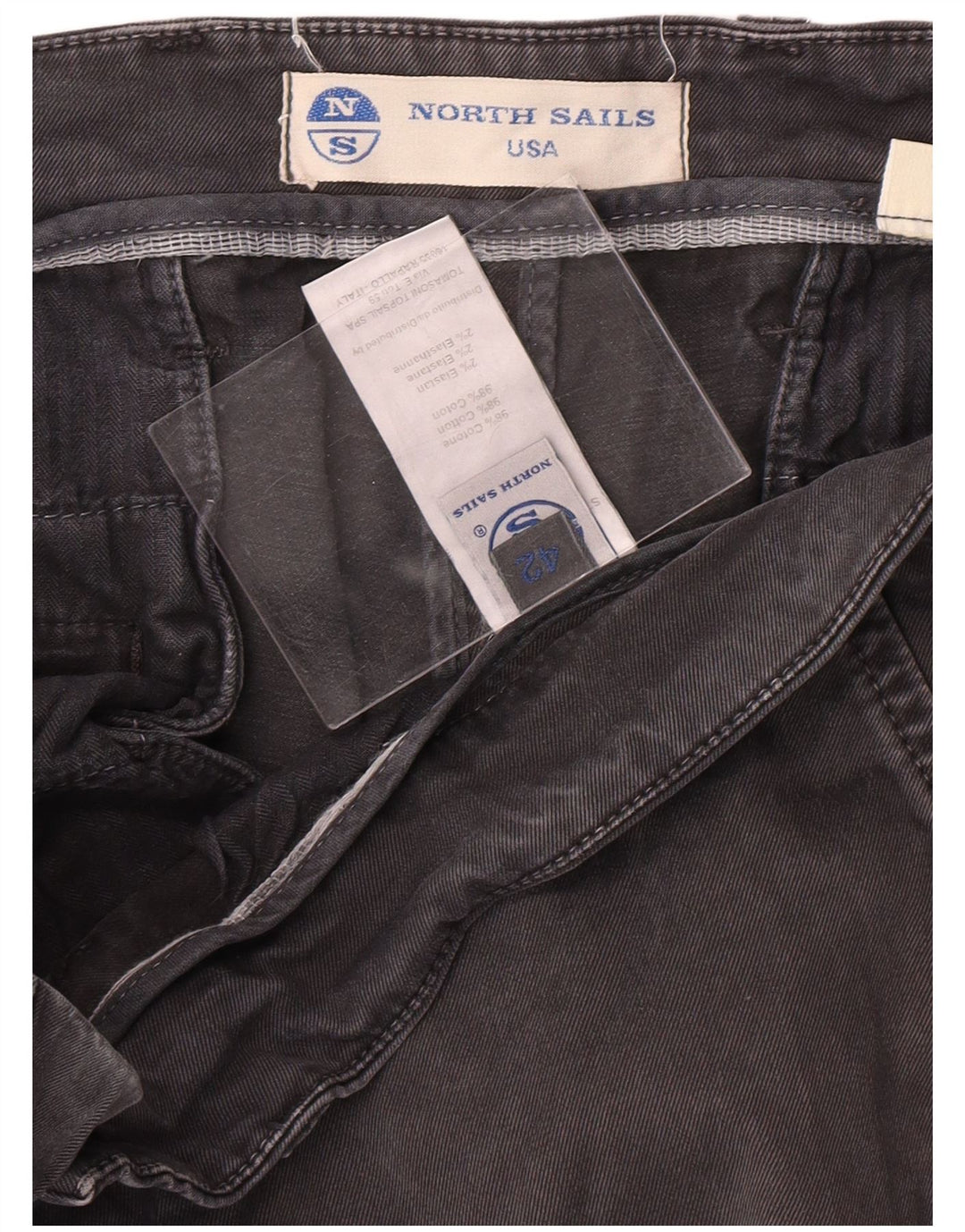 Calça chino reta masculina NORTH SAILS W42 L29 algodão cinza