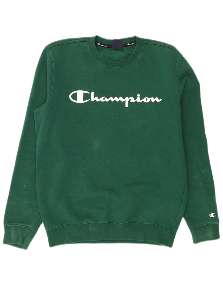 Champion masculino gráfico moletom jumper médio algodão verde