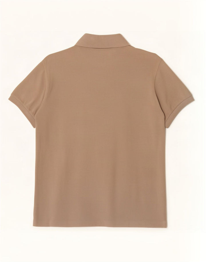 Camisa polo masculina Lacoste tamanho 5 grande algodão bege
