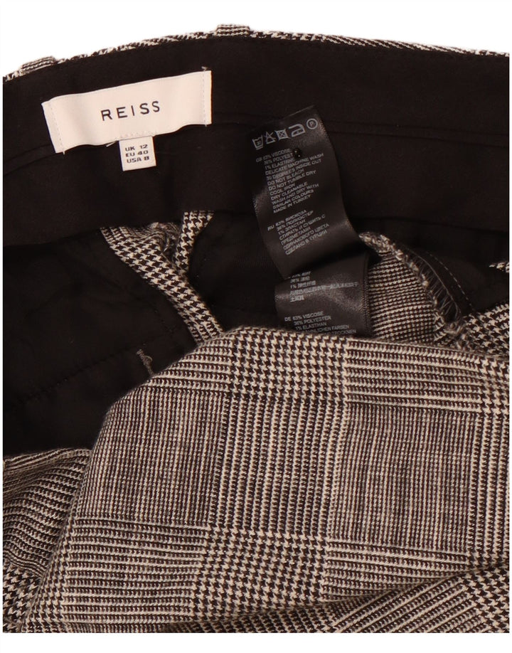 Calça feminina REISS cintura alta Reino Unido 12 médio W32 L28 cinza