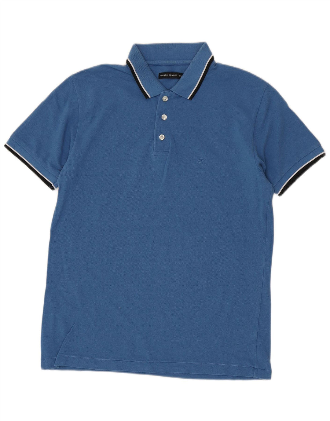 Camisa polo masculina French Connection algodão listrado azul médio