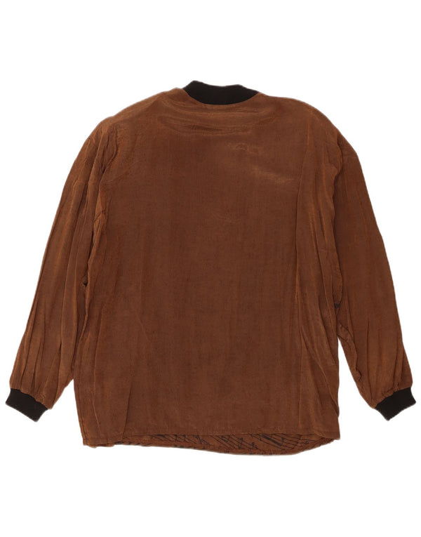 Top gráfico feminino vintage manga longa UE 42 grande viscose marrom