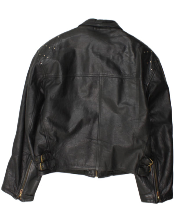 Jaqueta vintage feminina de couro Racer UK 18 XL couro preto