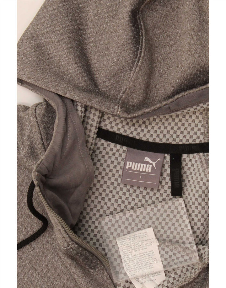 Suéter masculino Puma com capuz e zíper grande poliéster manchado cinza
