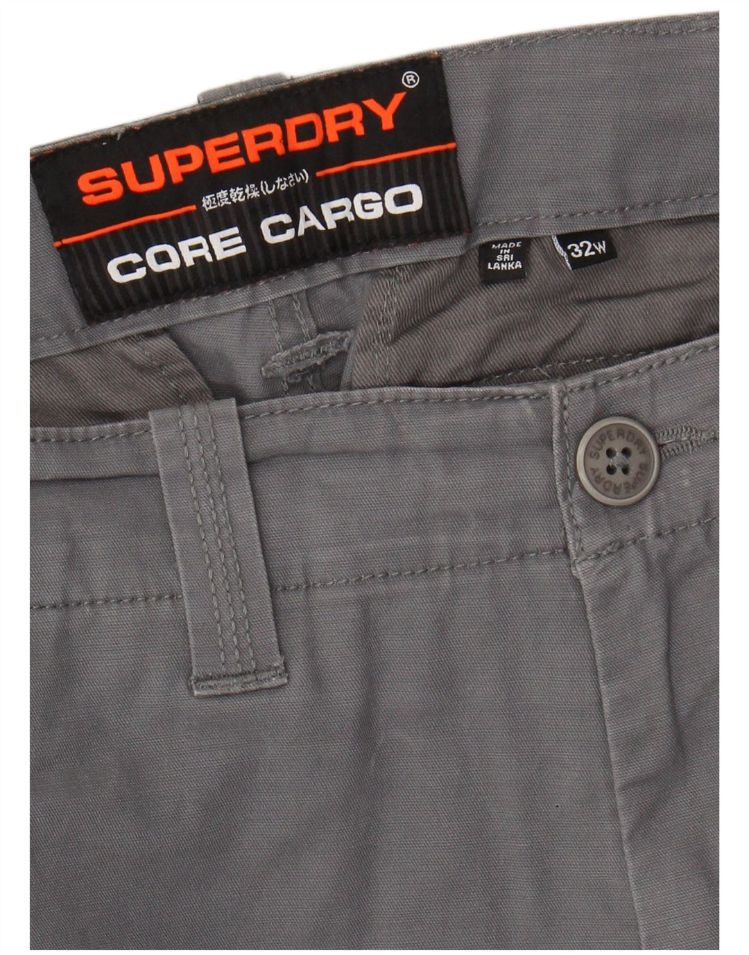 Shorts cargo masculino SUPERDRY W32 algodão cinza médio