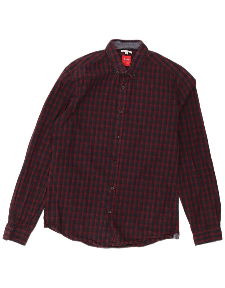 Camisa justa masculina Jules, xadrez médio Borgonha