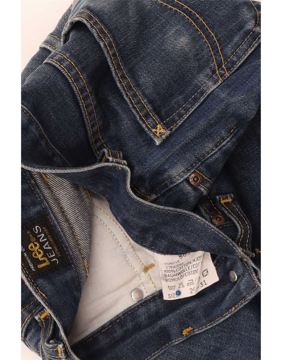 Jeans retos femininos Lee W26 L31 algodão azul