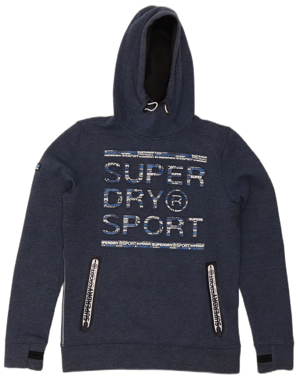 Suéter Superdry masculino com capuz gráfico pequeno azul marinho poliéster