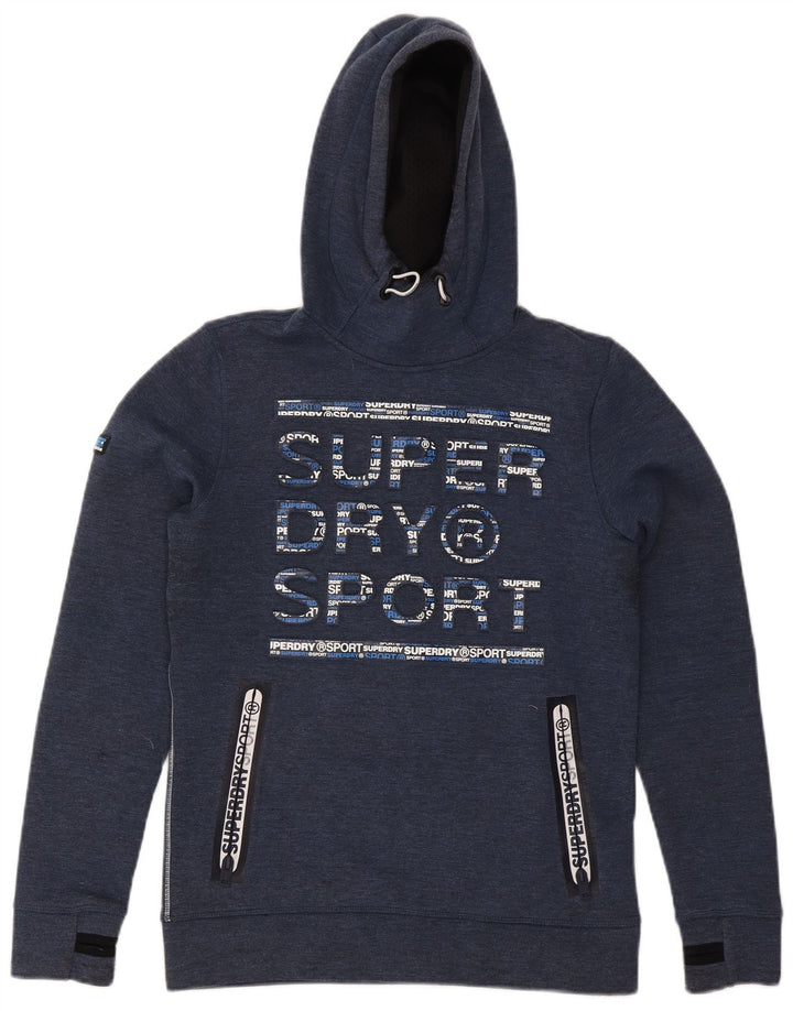 Suéter Superdry masculino com capuz gráfico pequeno azul marinho poliéster