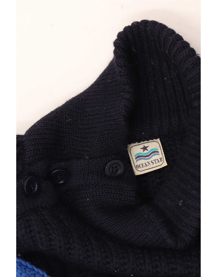 Suéter masculino Ocean Star com gola redonda IT 52 grande bloco colorido azul