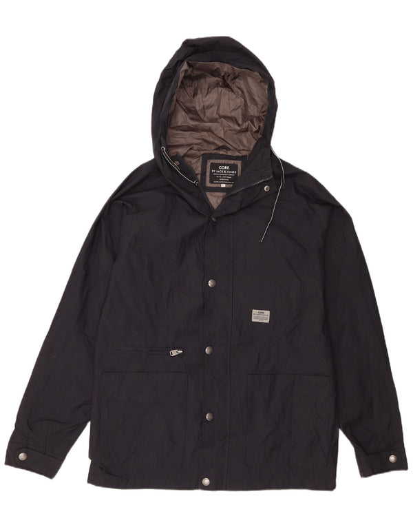 Jaqueta de chuva masculina Jack & Jones com capuz UK 40 grande nylon azul marinho