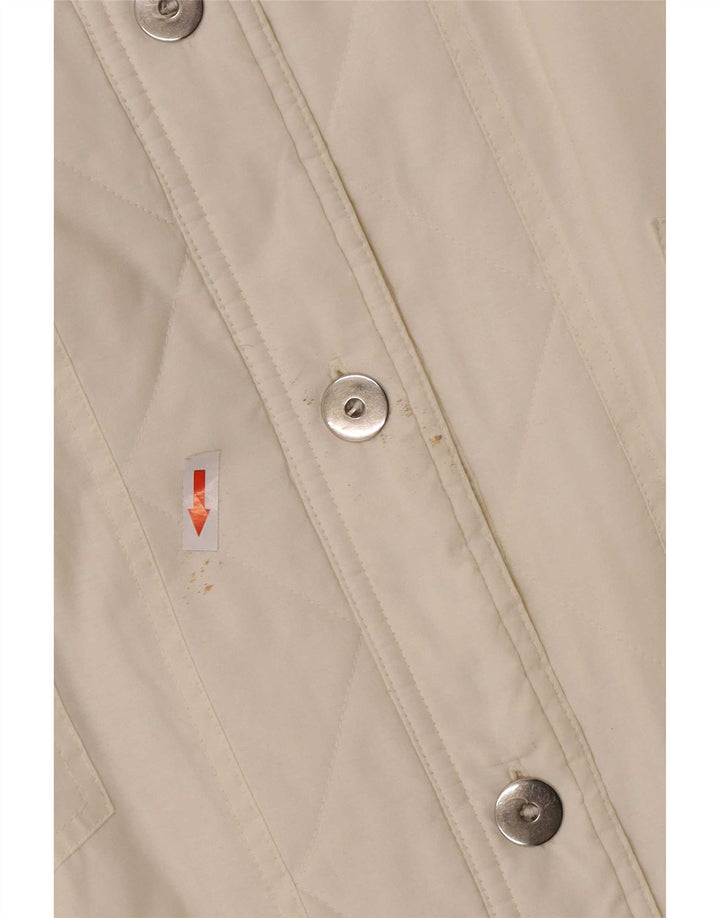 Jaqueta acolchoada feminina vintage UK 18 XL algodão branco