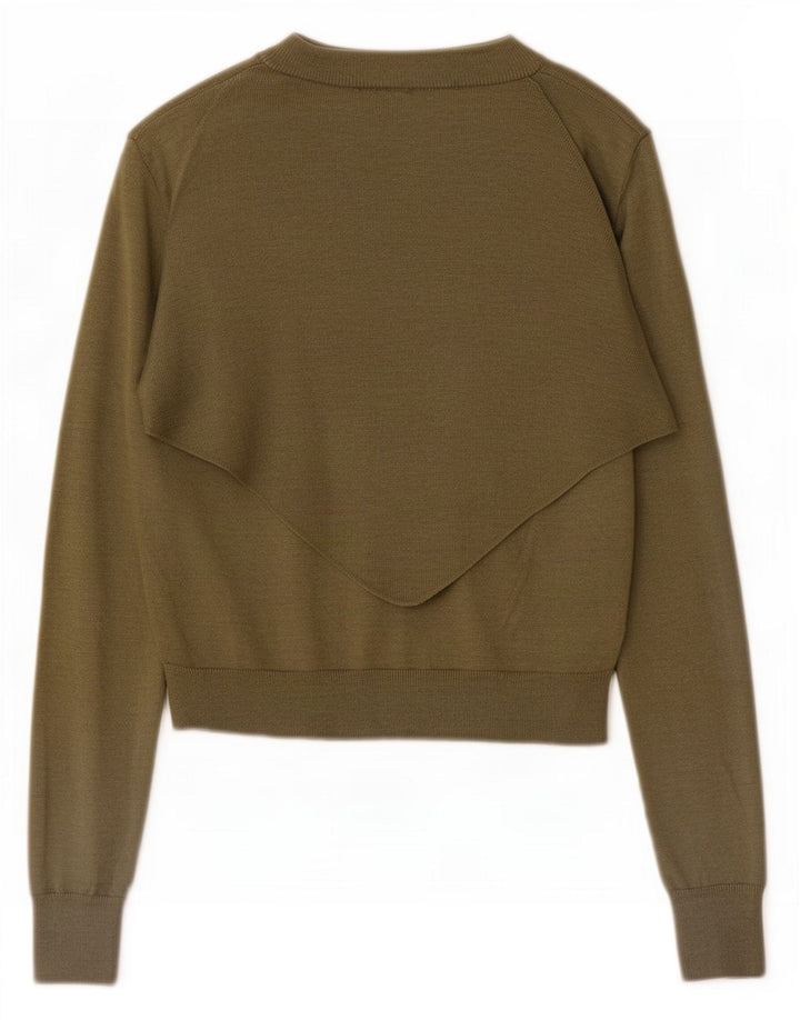 Suéter cardigã feminino Zara UK 10 pequeno cáqui poliamida