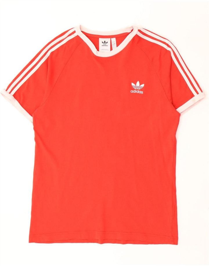 Adidas Mens Camiseta Top Grande Algodão Vermelho
