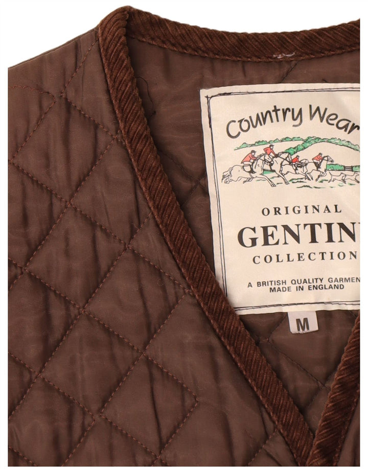 Colete acolchoado masculino vintage UK 38 poliéster marrom médio