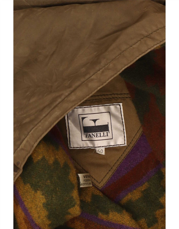 Casaco masculino de couro com capuz Fanelli IT 50 grande cáqui