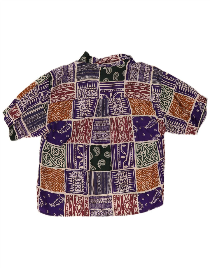 Blusa feminina vintage UK 16 patchwork grande multicolorido