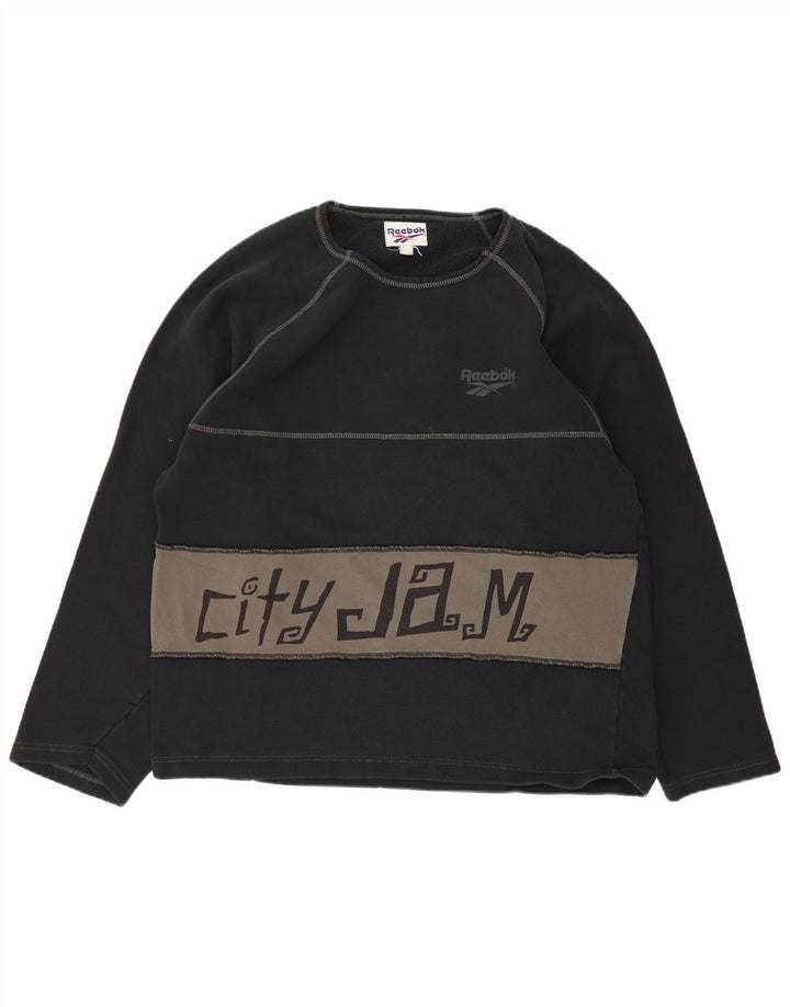 Reebok moletom gráfico masculino jumper grande preto colorblock algodão