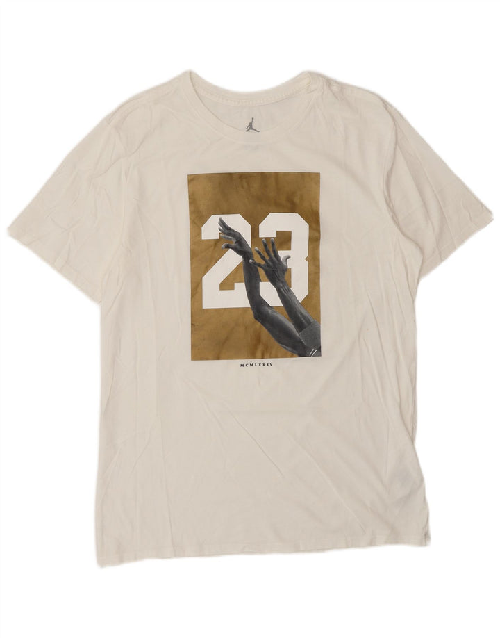 Camiseta Jordan masculina gráfica Top médio algodão branco