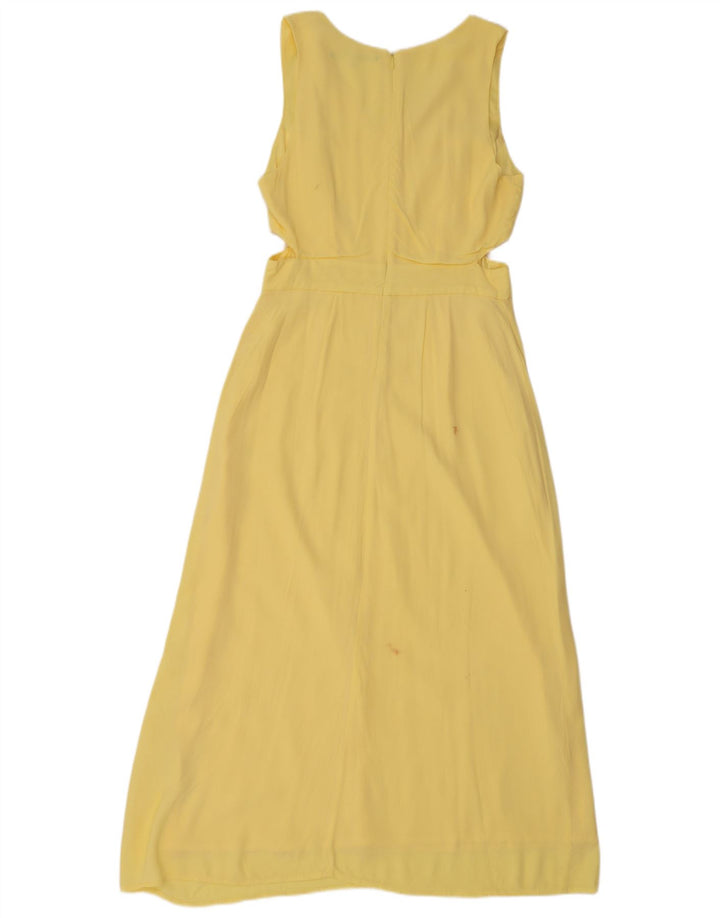 Vestido maxi feminino sem mangas French Connection Reino Unido 12 viscose amarela média