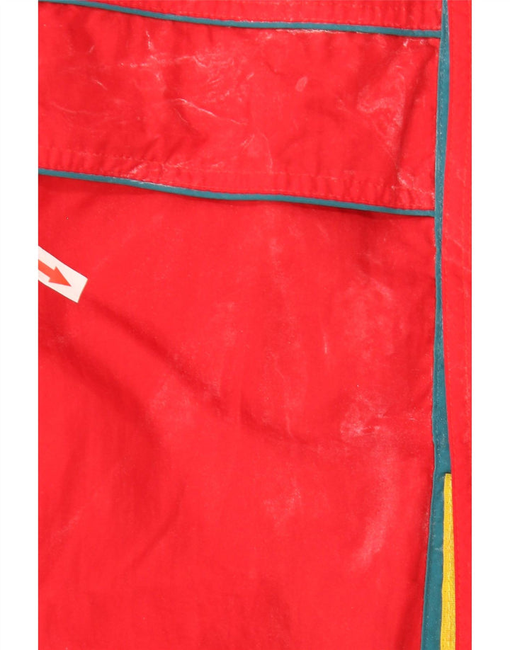 Jaqueta de esqui com capuz masculina vintage UK 42 XL poliéster vermelho Colourblock
