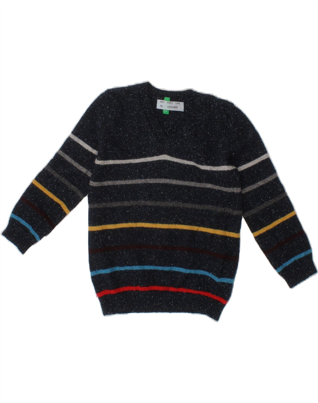 BENETTON Baby Boys V-Neck Jumper Sweater 18-24 Months Black Flecked Vintage Benetton and Second-Hand Benetton from Messina Hembry 