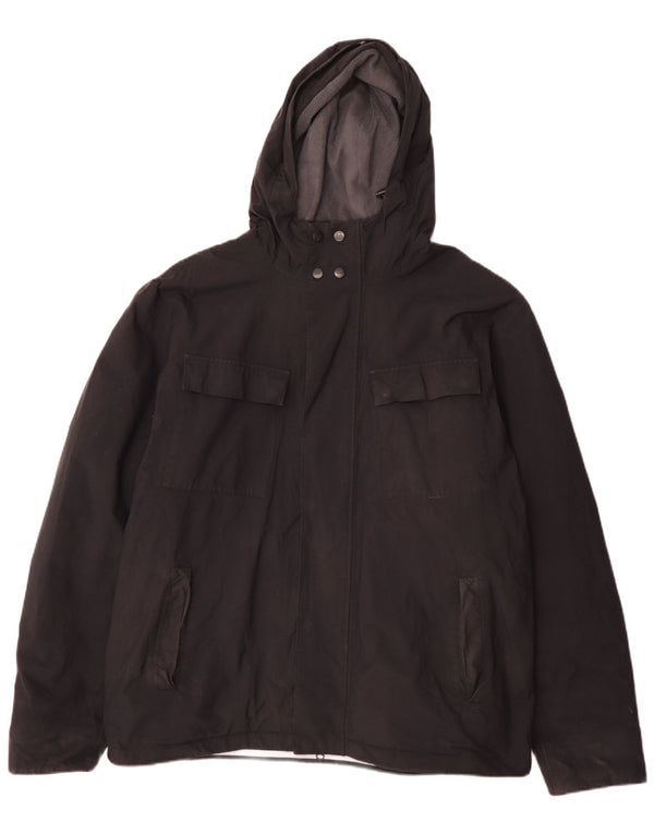 Jaqueta corta-vento masculina Henri Lloyd com capuz Reino Unido 42 XL preto nylon