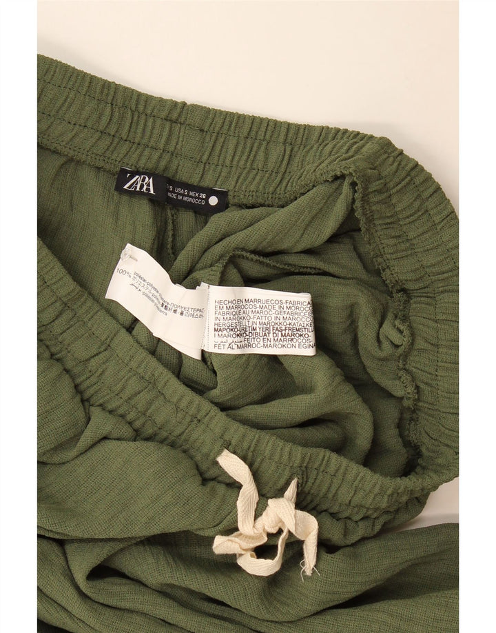 Zara Calça jogger feminina casual pequena poliéster cáqui