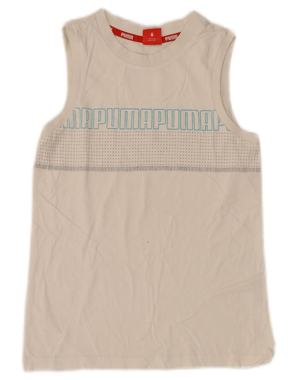 Colete gráfico Puma Boys Top 9-10 anos branco manchado
