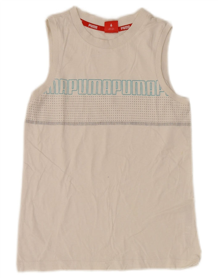 Colete gráfico Puma Boys Top 9-10 anos branco manchado
