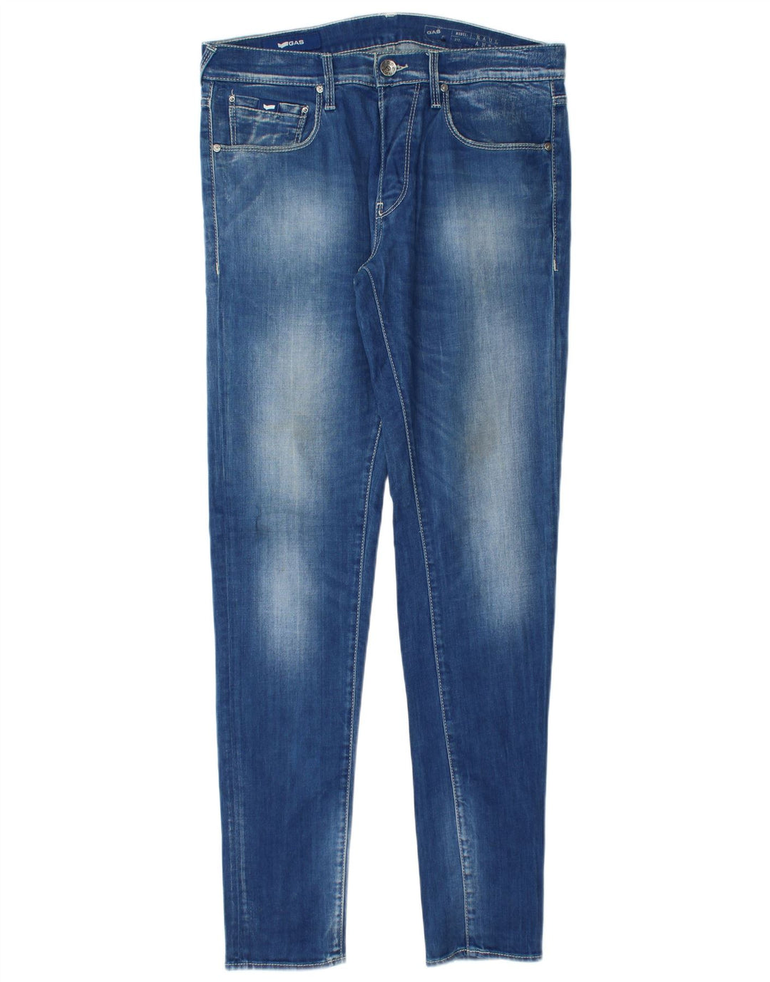 Gas Mens Slim Jeans W32 L34 Azul Algodão