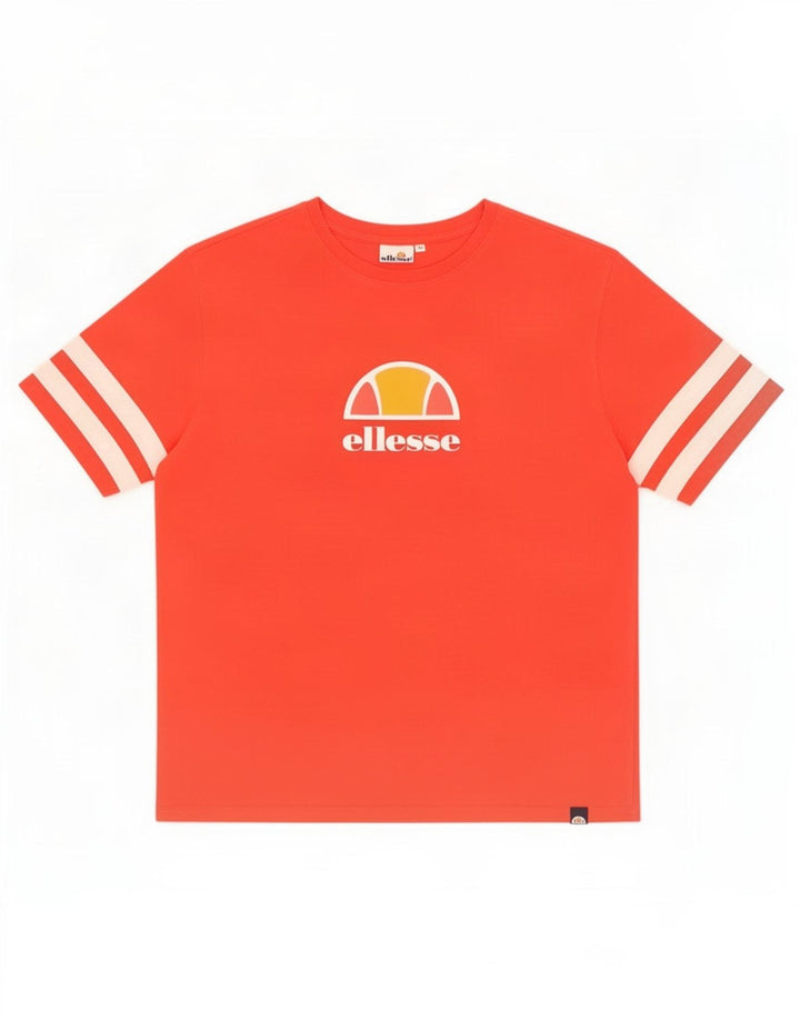 Ellesse Camiseta masculina gráfica Top médio vermelho colorblock