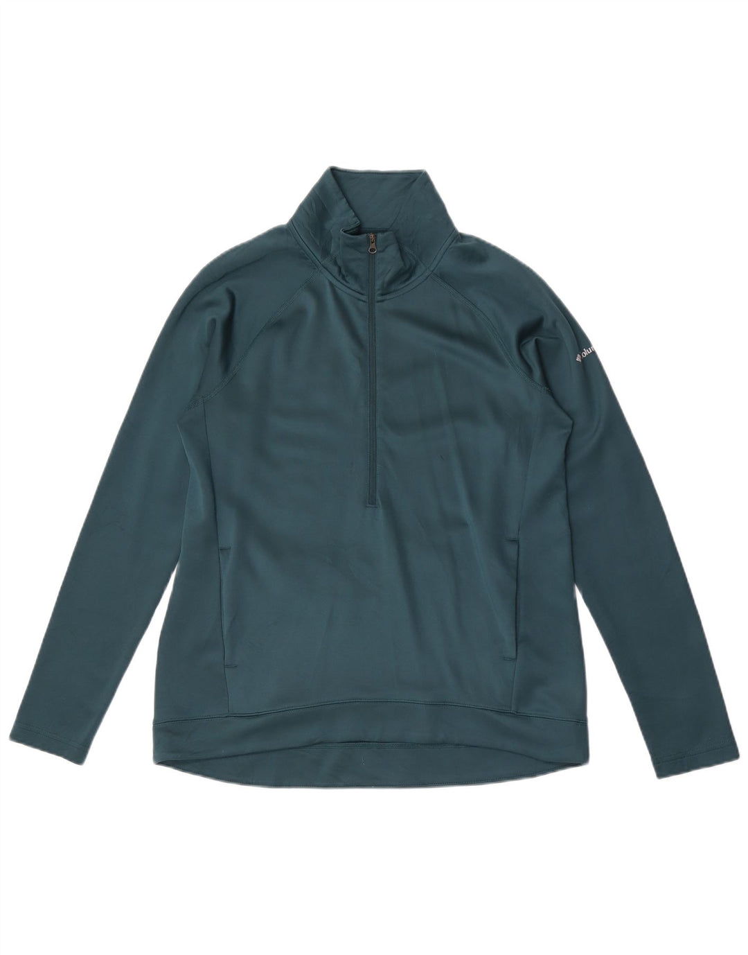 Columbia Mens Zip Neck Pullover Treino Top UK 10 Pequeno Poliéster Verde