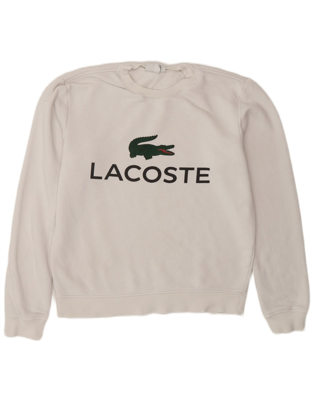 Moletom gráfico masculino Lacoste tamanho 3 pequeno algodão branco