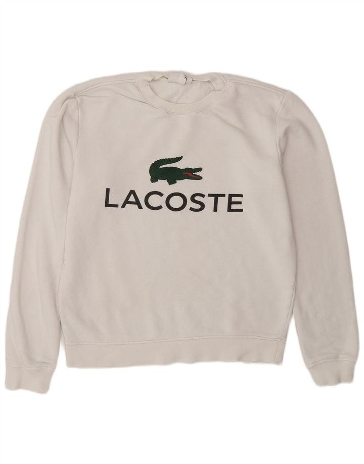 Moletom gráfico masculino Lacoste tamanho 3 pequeno algodão branco