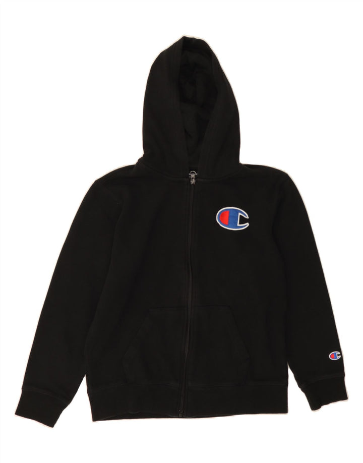 CHAMPION Boys Zip Hoodie Sweater 9-10 Years Medium Black Cotton Vintage Champion and Second-Hand Champion from Messina Hembry 