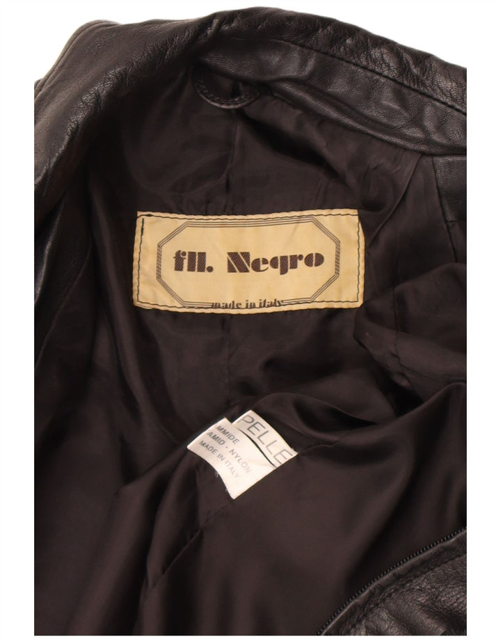 Jaqueta de couro feminina vintage Reino Unido 8 couro preto pequeno