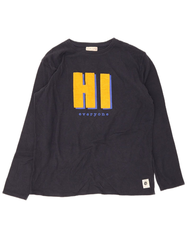 Zara Boys Graphic Top manga comprida 13-14 anos azul marinho