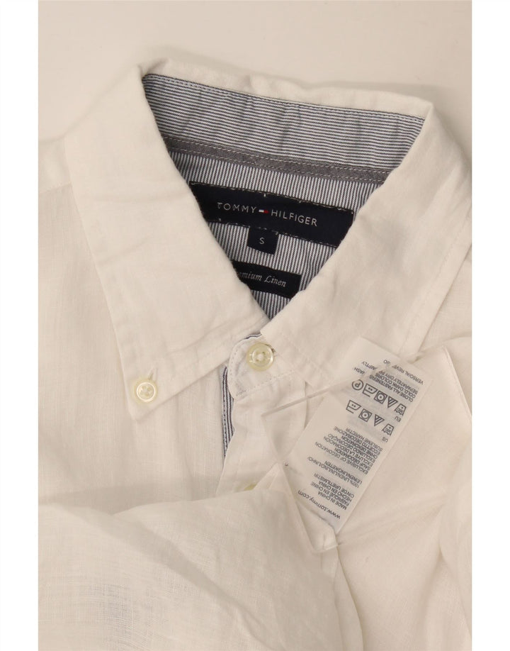 Camisa masculina TOMMY HILFIGER pequena de linho branco
