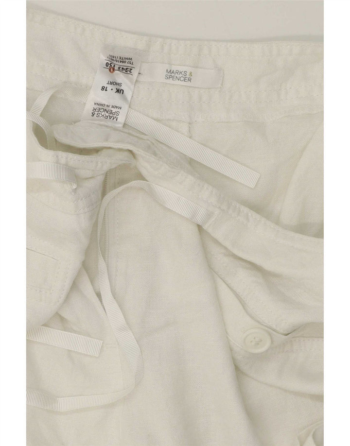 Bermuda feminina Marks & Spencer UK 18 XL W38 linho branco