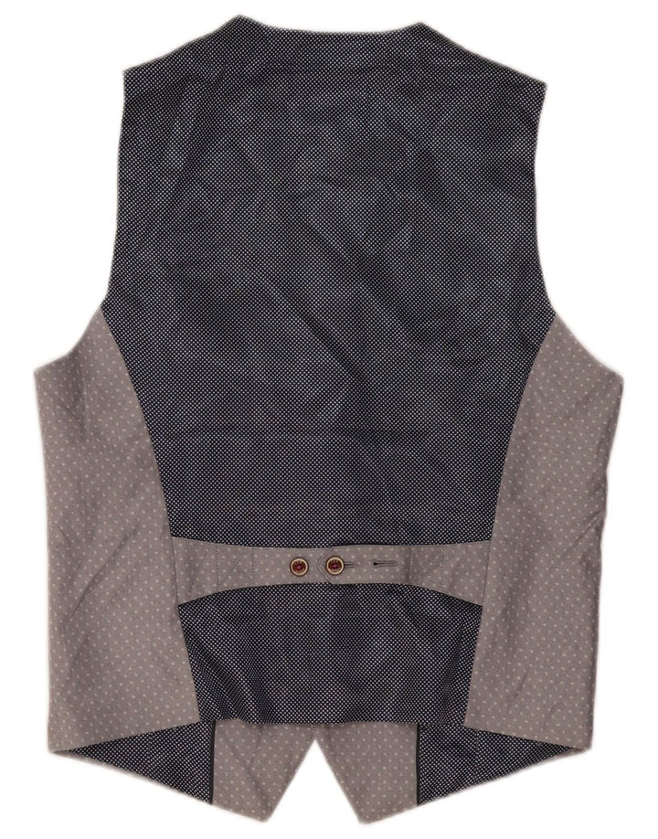 Colete masculino Ted Baker tamanho 3 algodão manchado cinza médio
