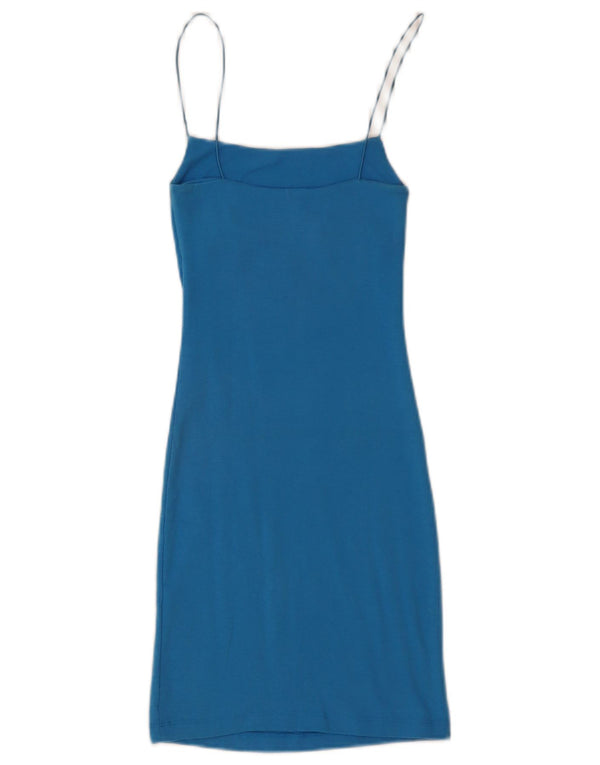 Vestido slip feminino Zara UK 8 pequeno algodão azul