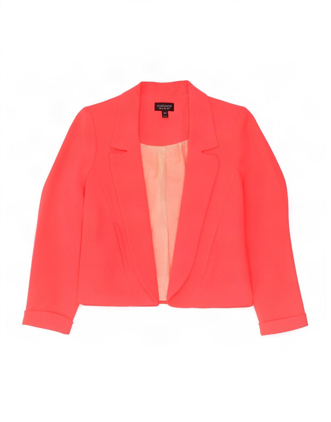 Jaqueta Blazer Feminina Topshop Crop Open UK 6 XS Rosa Poliéster