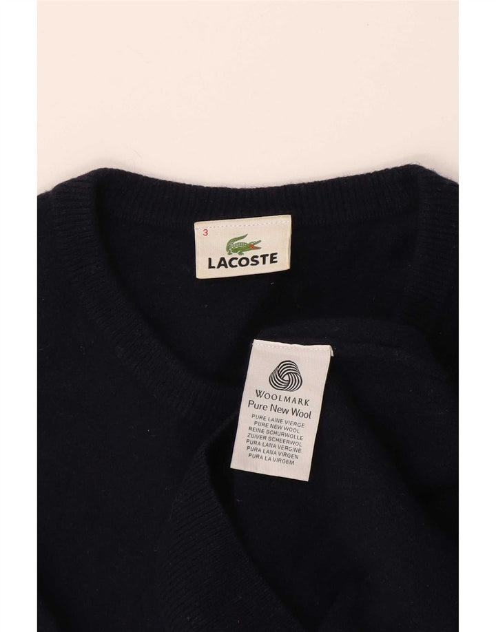 Suéter masculino Lacoste com gola redonda, tamanho 3, pequeno, azul marinho, lã nova