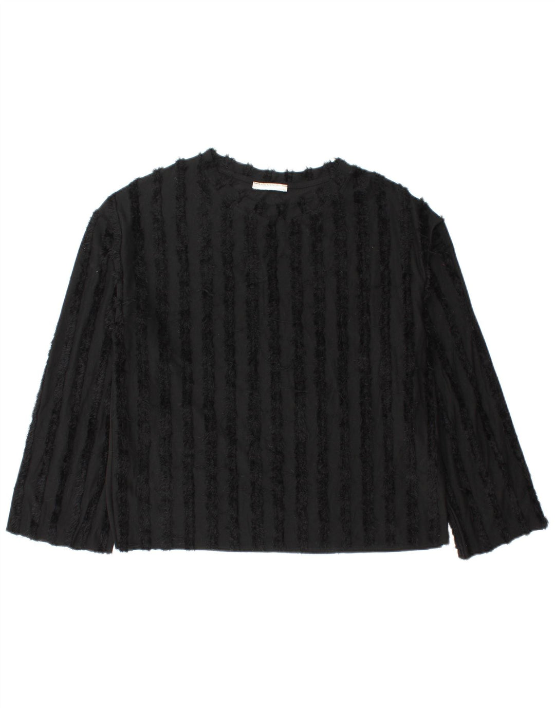 Blusa feminina de manga comprida Zara UK 14 poliéster preto médio