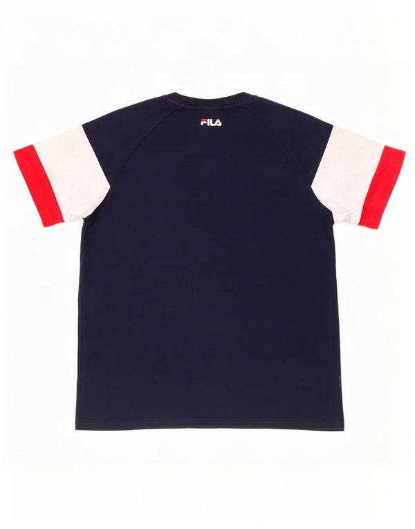 Camiseta Fila Meninos 15-16 Anos Azul Marinho Colorblock Algodão
