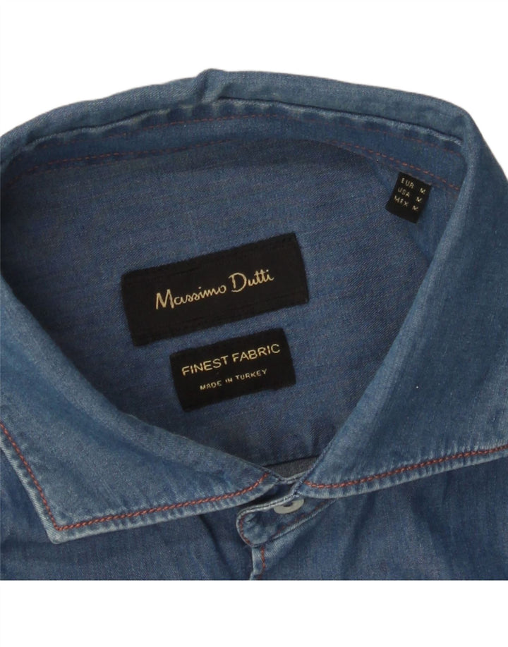 Camisa jeans masculina MASSIMO DUTTI azul médio